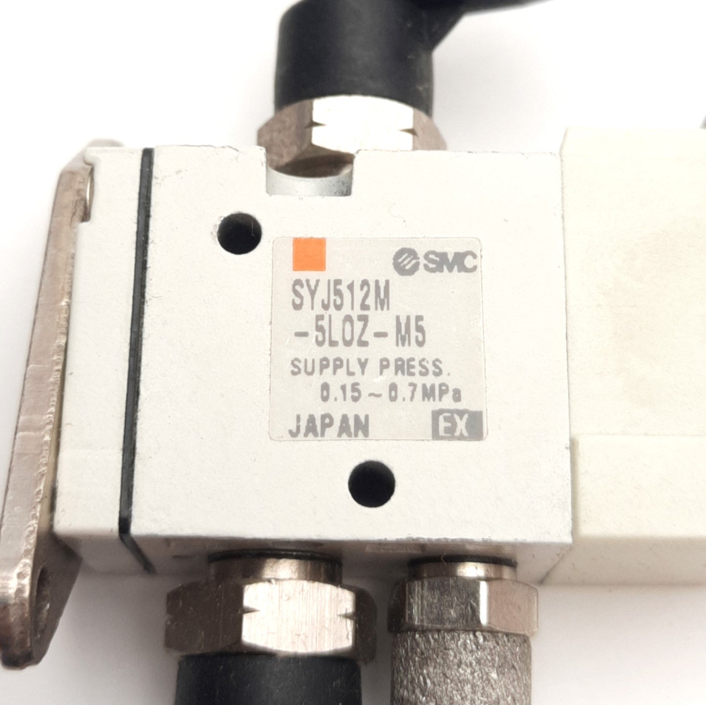 Used SMC SYJ512M-5LOZ-M5 Solenoid Valve, Normally Closed, 3-Port, 24V DC Coil