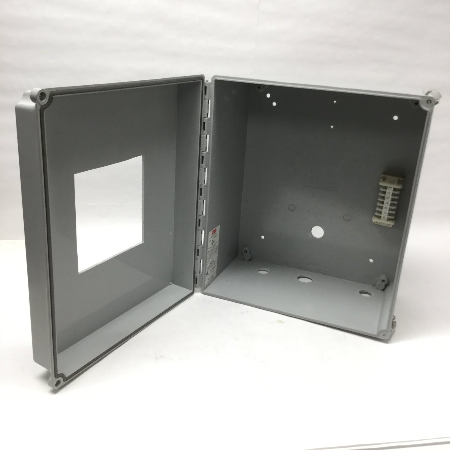 Used Hoffman A14128CHQRFG Fiberglass Enclosure 14" x 12" x 8" Box *5.5" Cut-Out*