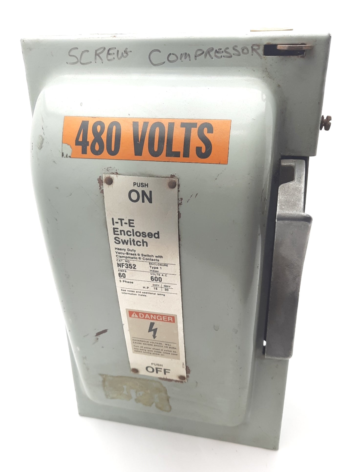 Used Siemens NF352 I-T-E Heavy Duty Enclosed Disconnect Switch 600VAC / 60A, 3-Phase