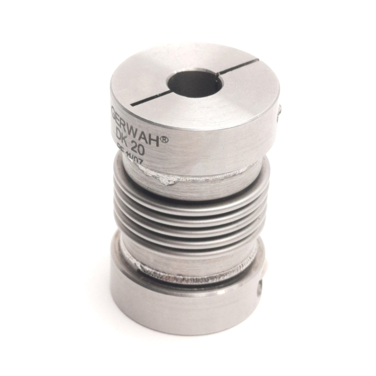 Used Gerwah DK20/37-9.25h7-7.95h7-SS Bellows Coupler, 3/8" x 5/16" Bore, 1" OD