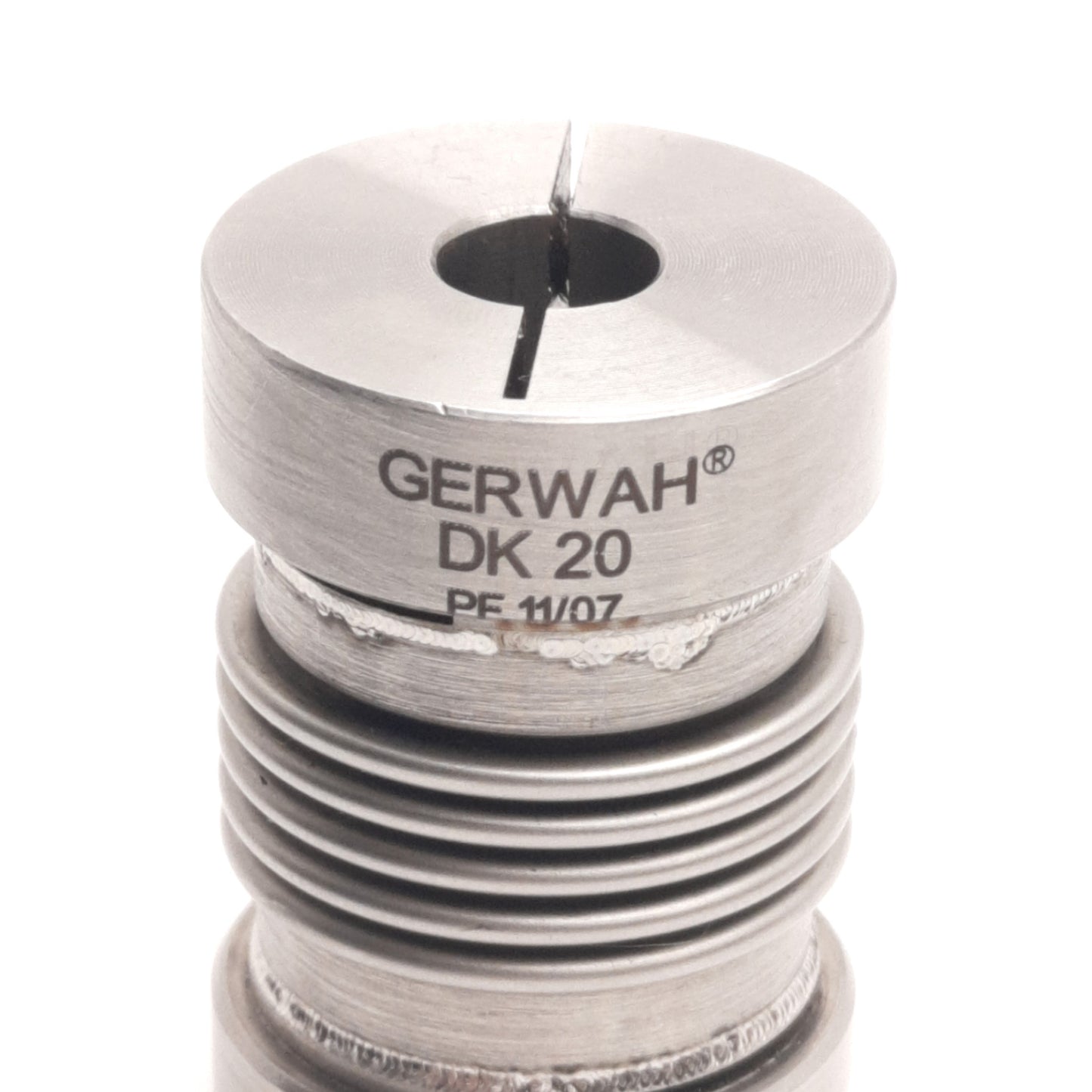 Used Gerwah DK20/37-9.25h7-7.95h7-SS Bellows Coupler, 3/8" x 5/16" Bore, 1" OD