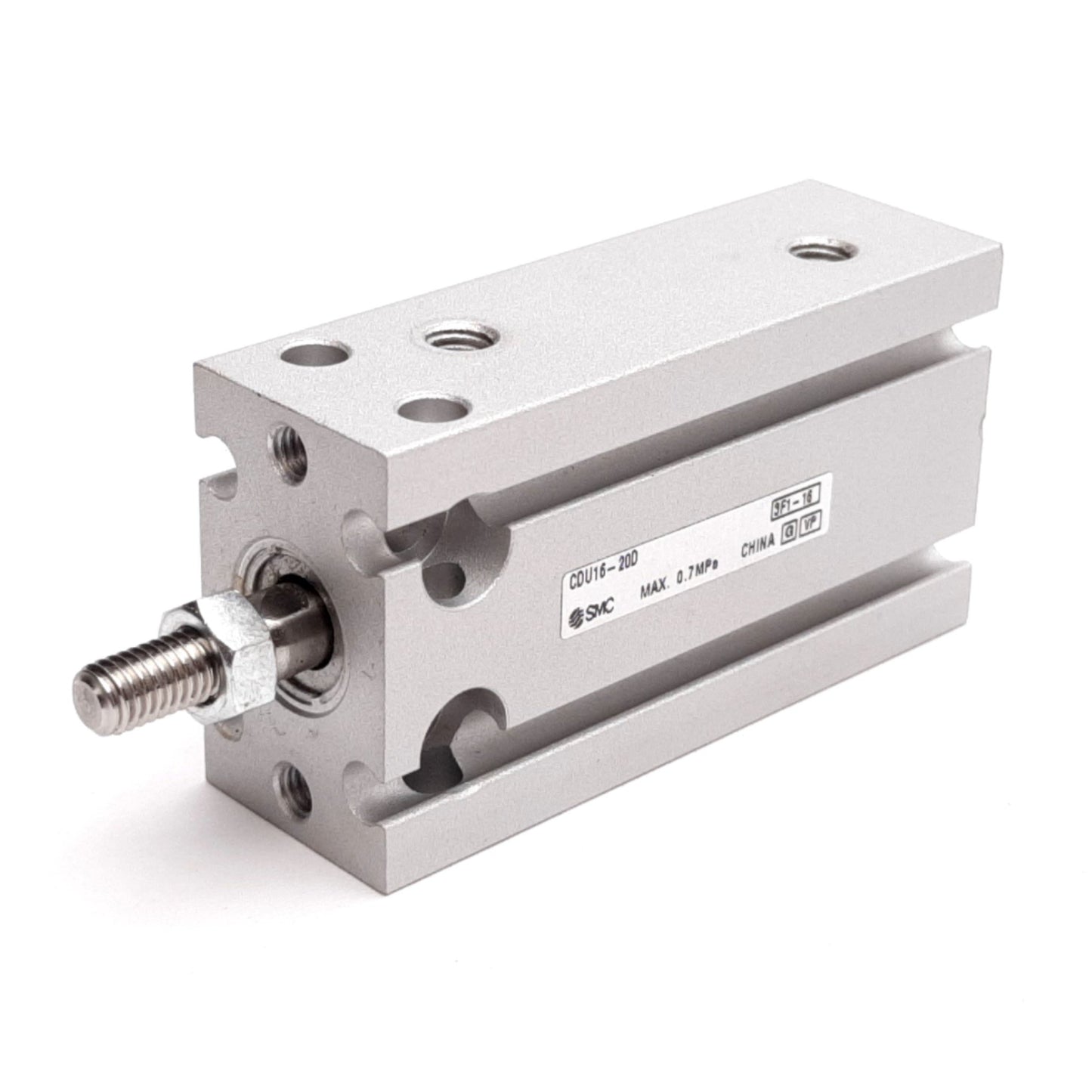 Used SMC CDU16-20D Compact Cylinder, Bore: 16mm, Stroke: 20mm, 0.7MPa, M5x0.8