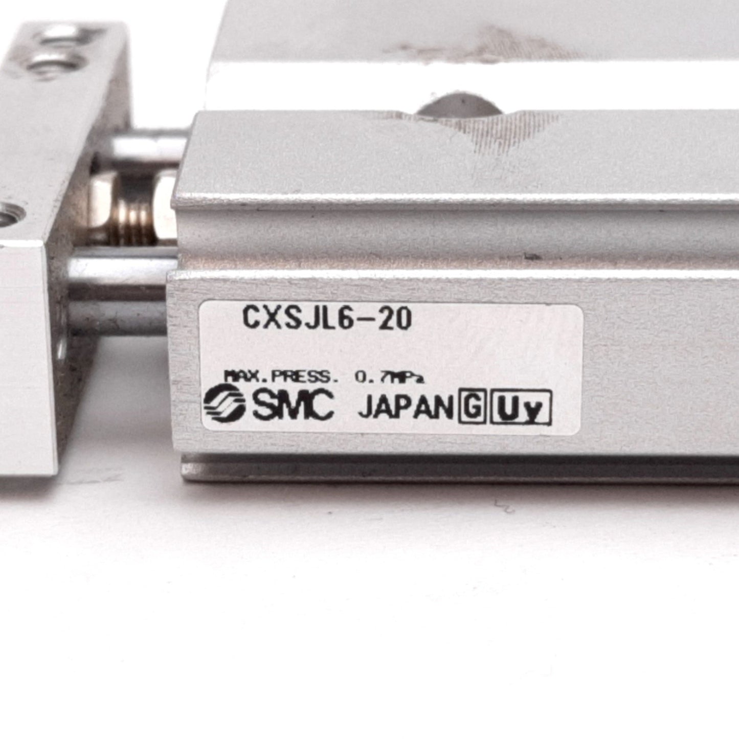 Used SMC CXSJL6-20 Compact Dual Rod Cylinder, Bore: 6mm, Stroke: 20mm, 0.7MPa, M3x0.5