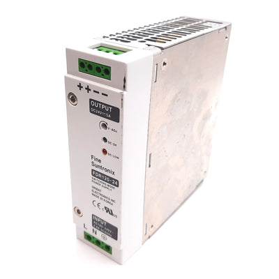 Used Fine Suntronix FDR120-24 Power Supply, Input: 100-240VAC 2.8A, Output: 24VDC 5A