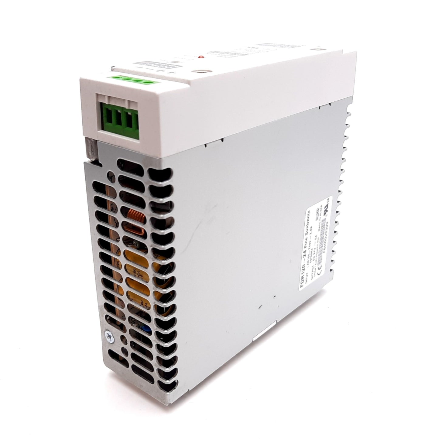 Used Fine Suntronix FDR120-24 Power Supply, Input: 100-240VAC 2.8A, Output: 24VDC 5A