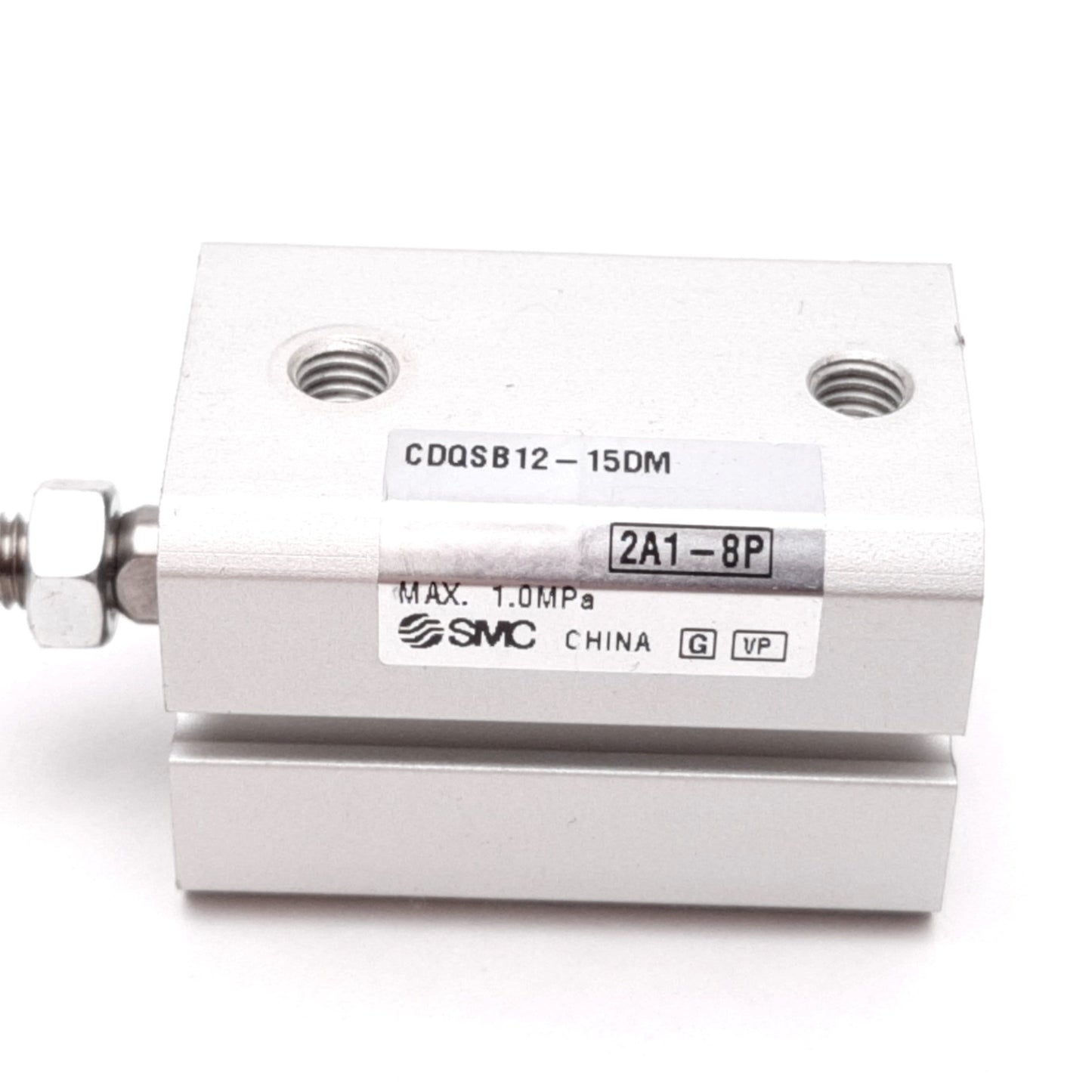 Used SMC CDQSB12-15DM Compact Cylinder, Bore: 12mm, Stroke: 15mm, 1.0MPa, M5x0.8