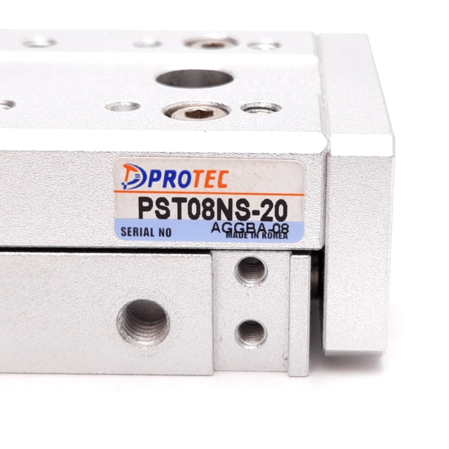 Used Protec PST08NS-20 Pneumatic Slide Table, Bore: 8mm, Stroke: 20mm, M5x0.8, 0.7MPa