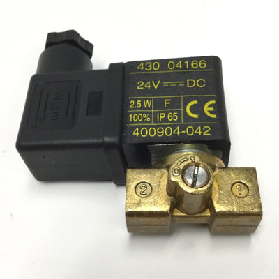 Used ASCO SCG256 2-Way Solenoid Valve Normally Open w/ Manual Override, G1/8", 24VDC