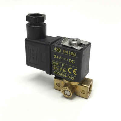 Used ASCO SCG256 2-Way Solenoid Valve Normally Open w/ Manual Override, G1/8", 24VDC