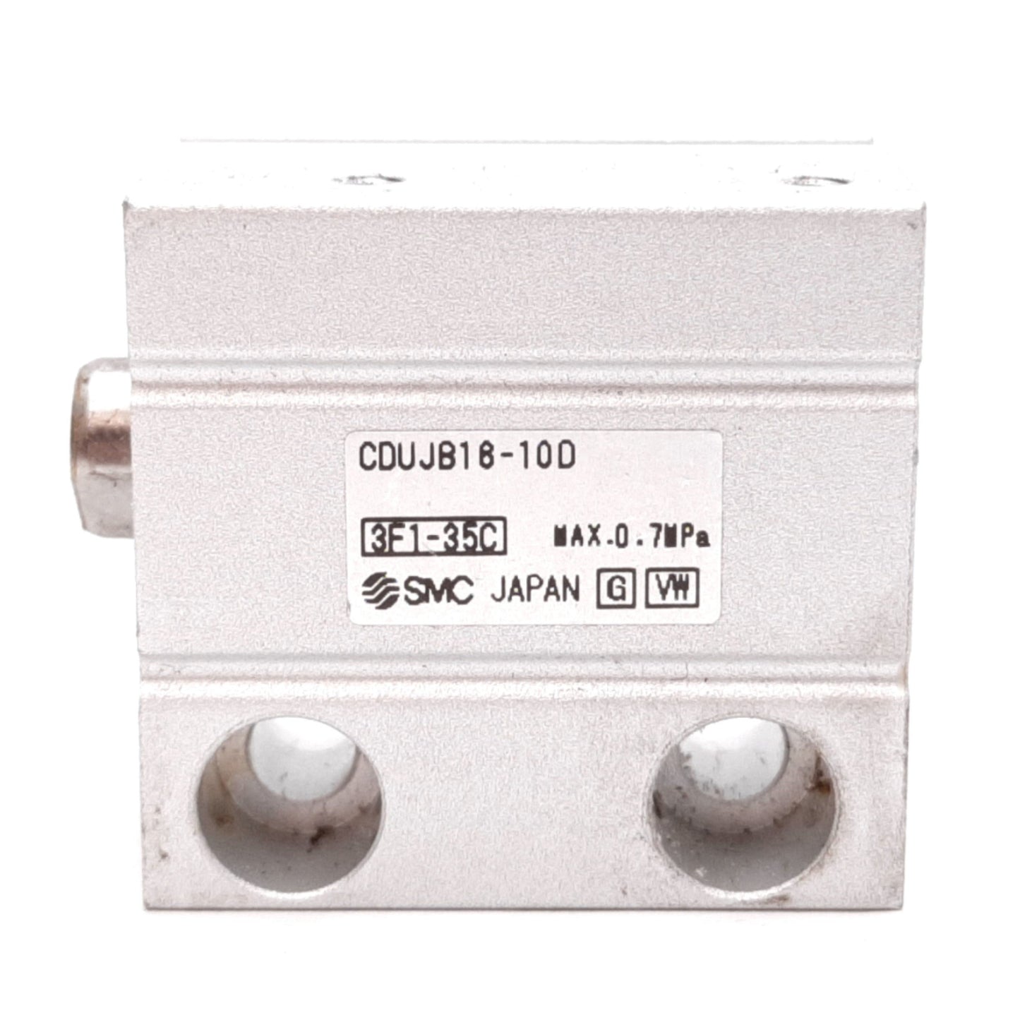 Used SMC CUJB16-10D Compact Cylinder, Bore: 16mm, Stroke: 10mm, 0.7MPa, M3x0.5