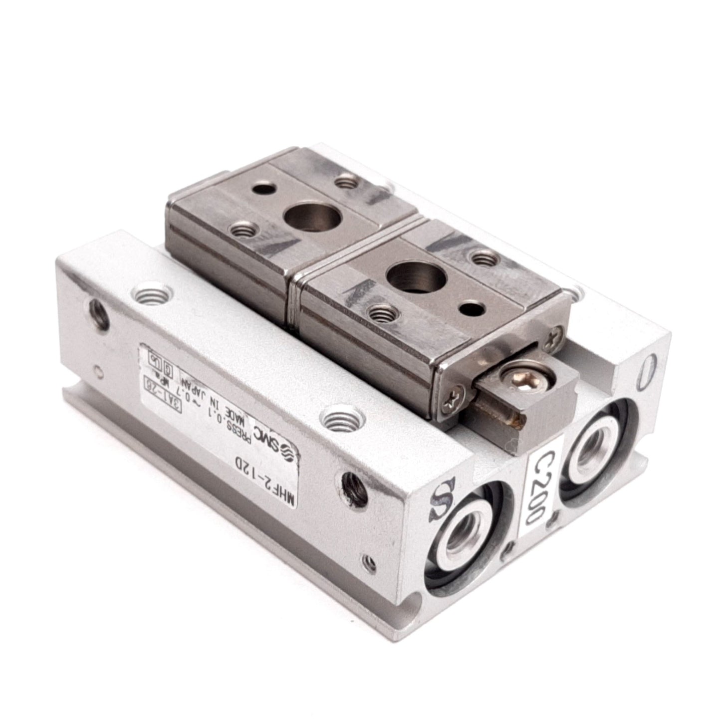 Used SMC MHF2-12D Pneumatic Gripper, Bore: 12mm, Stroke: 6mm/Finger, 0.1-0.7MPa