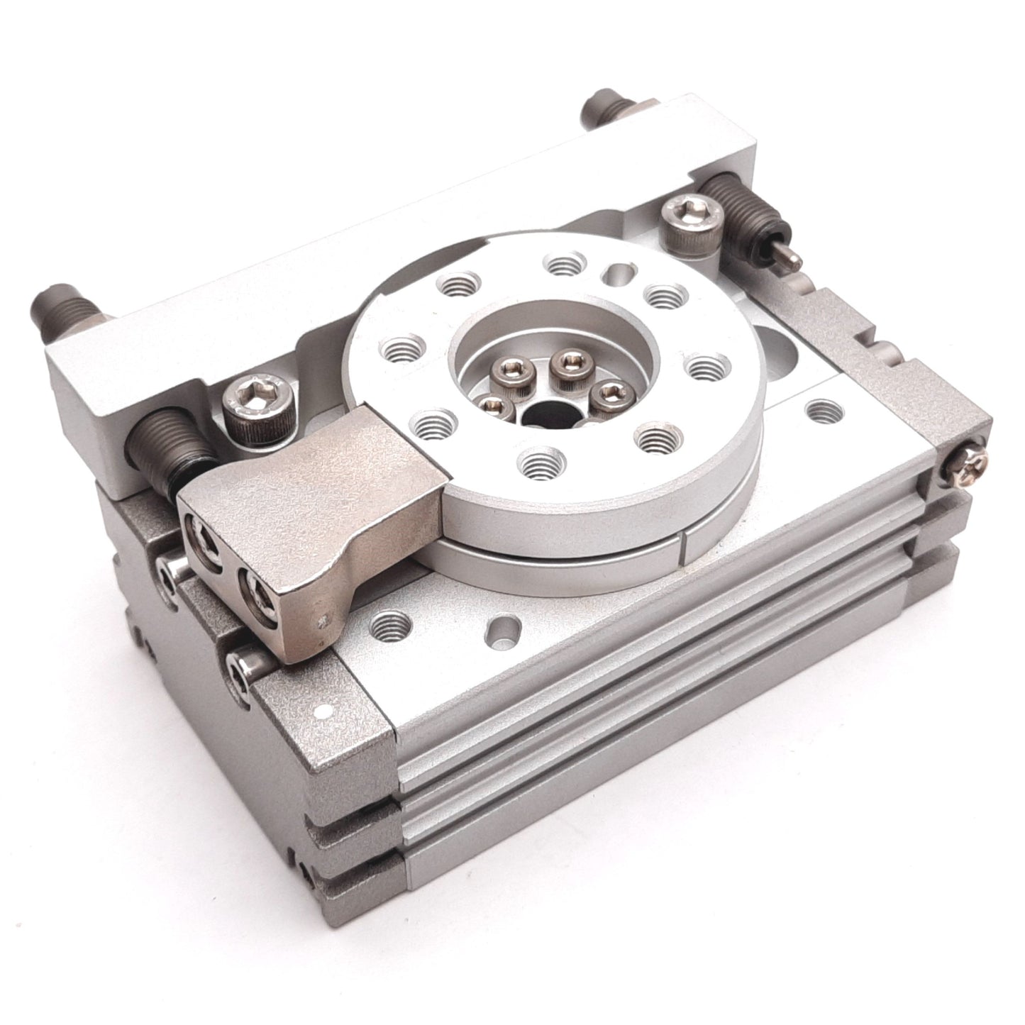 Used SMC MSQB20L2 Pneumatic Rotary Table, Bore: 18mm, Rotation: 180°, 1.0MPa, M5x0.8