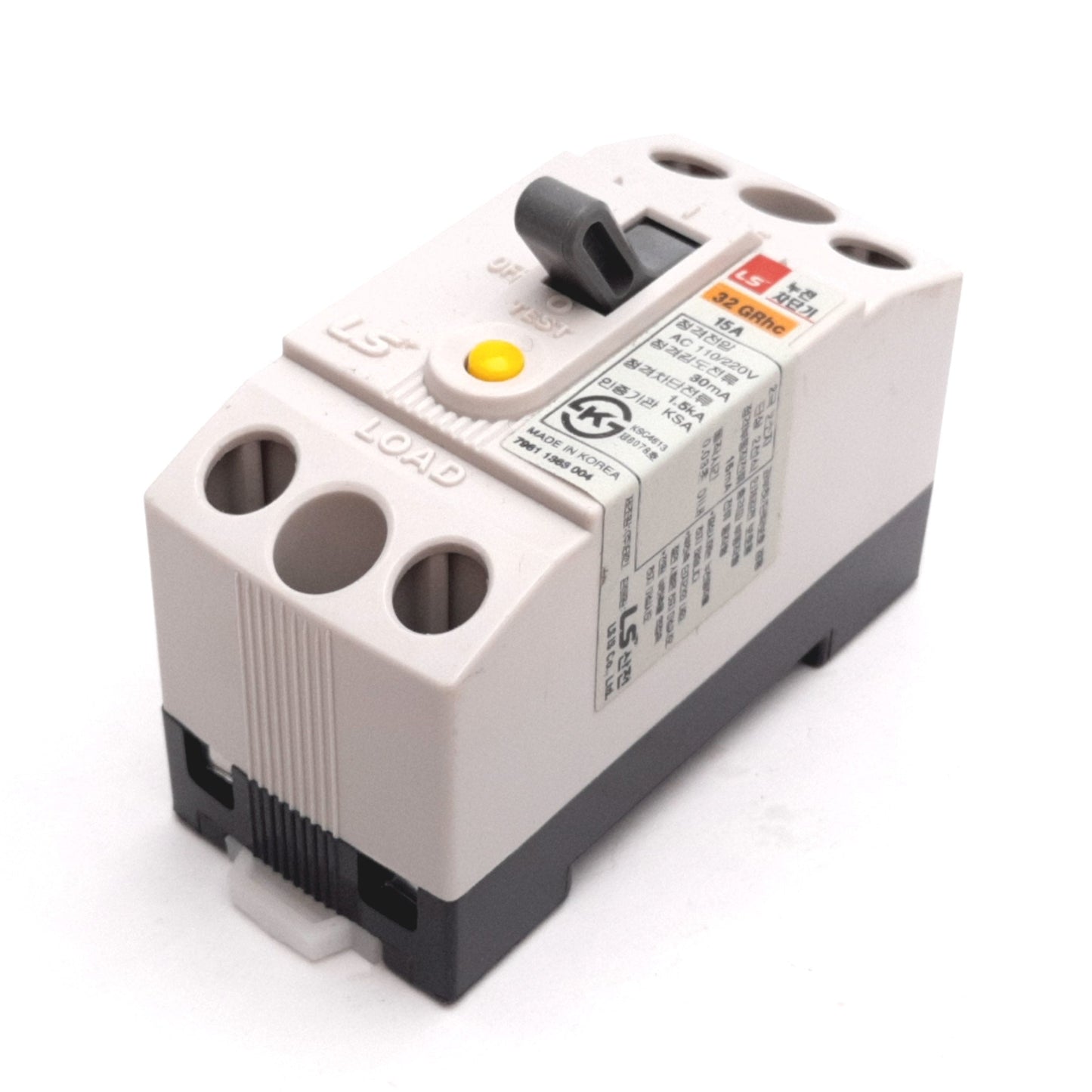 Used LS Electric 32 GRhc Circuit Breaker, 2-Pole, Rating: 15A 110/220VAC, DIN Rail