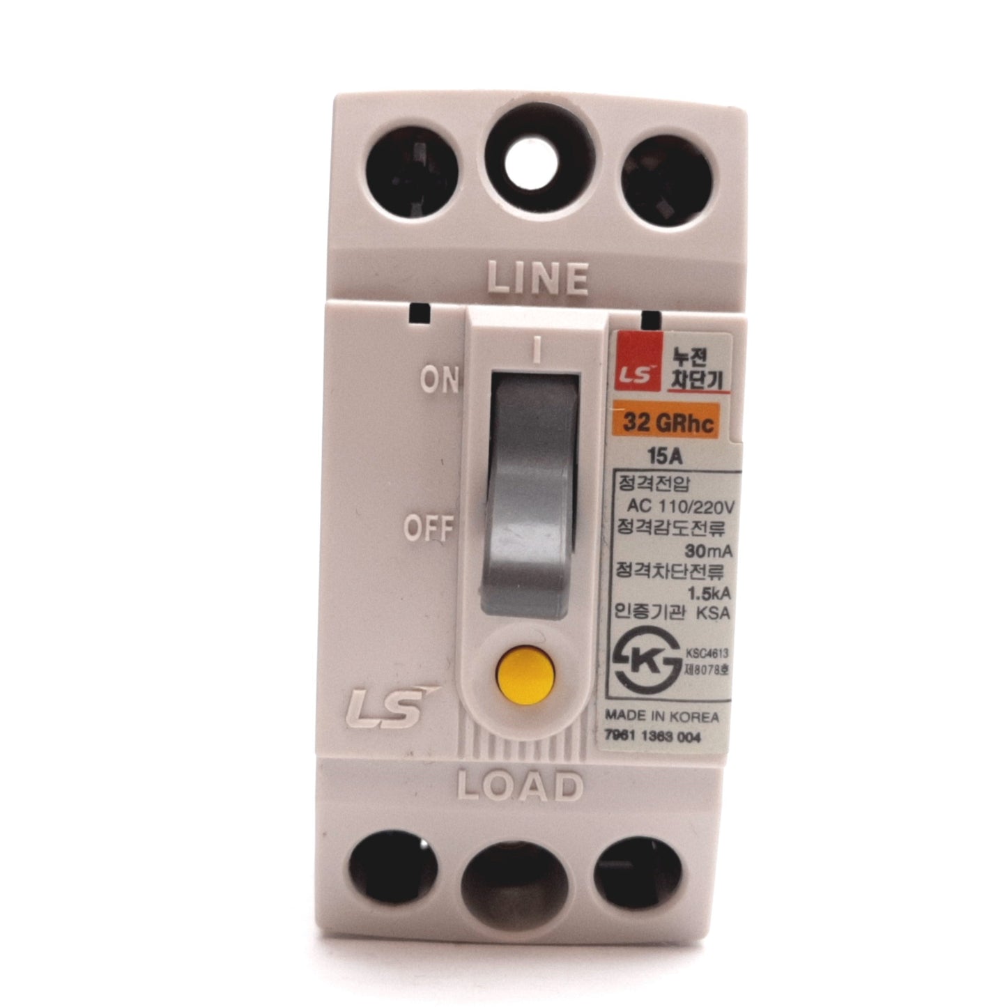 Used LS Electric 32 GRhc Circuit Breaker, 2-Pole, Rating: 15A 110/220VAC, DIN Rail