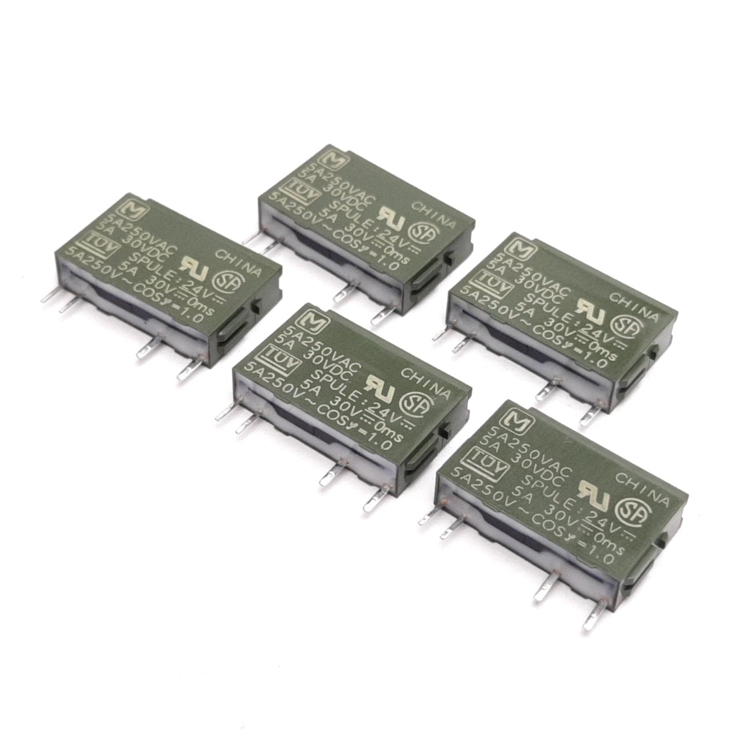 Used Lot of 5 Panasonic PA1a-24V APA3312 Relay, SPST-NO, Coil: 24VDC, 5A 250VAC 30VDC