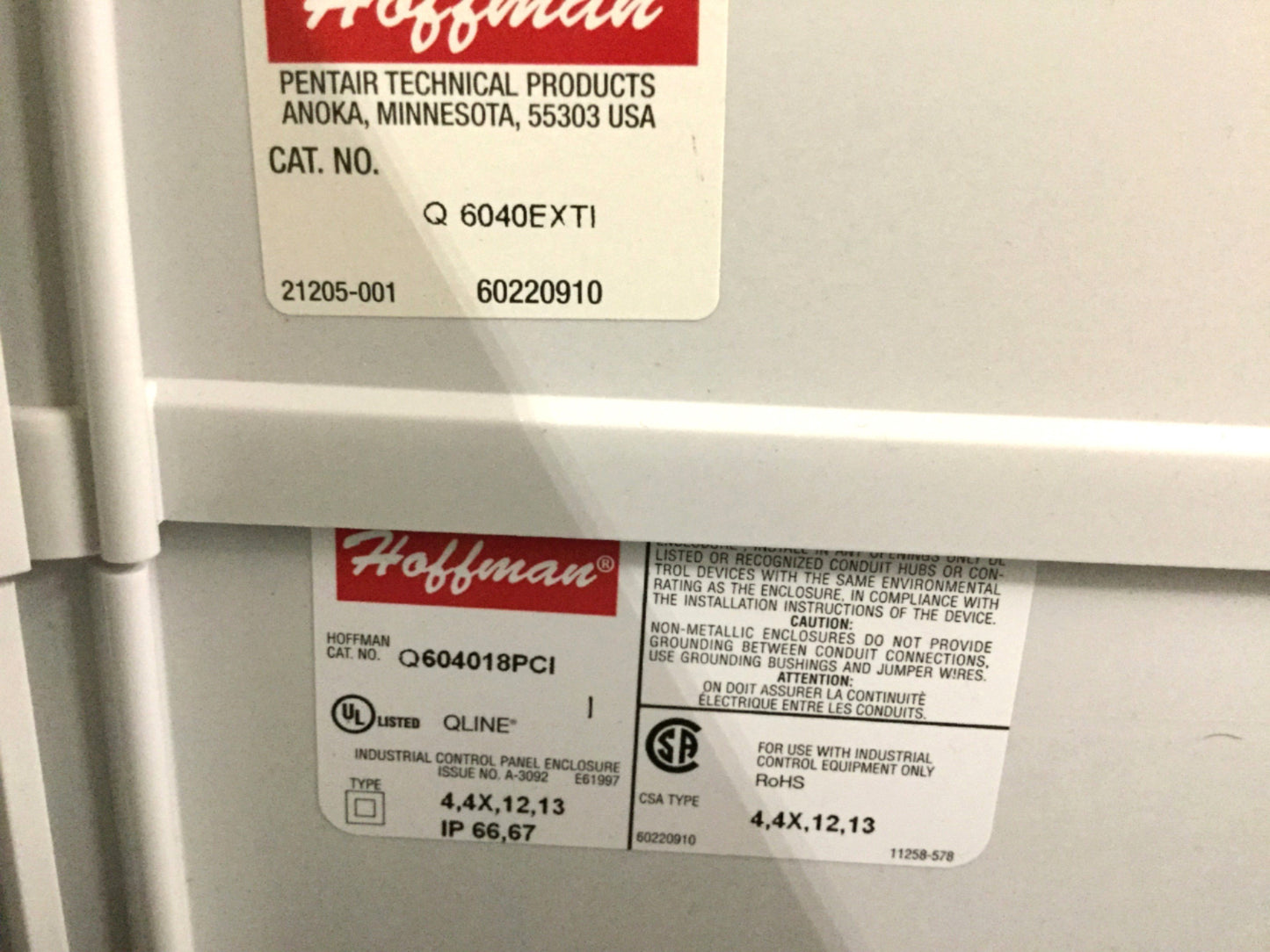 Used Hoffman Q604018PCI Electrical Enclosure Cabinet Box, PC, 600 x 400 x 180mm w/EXT