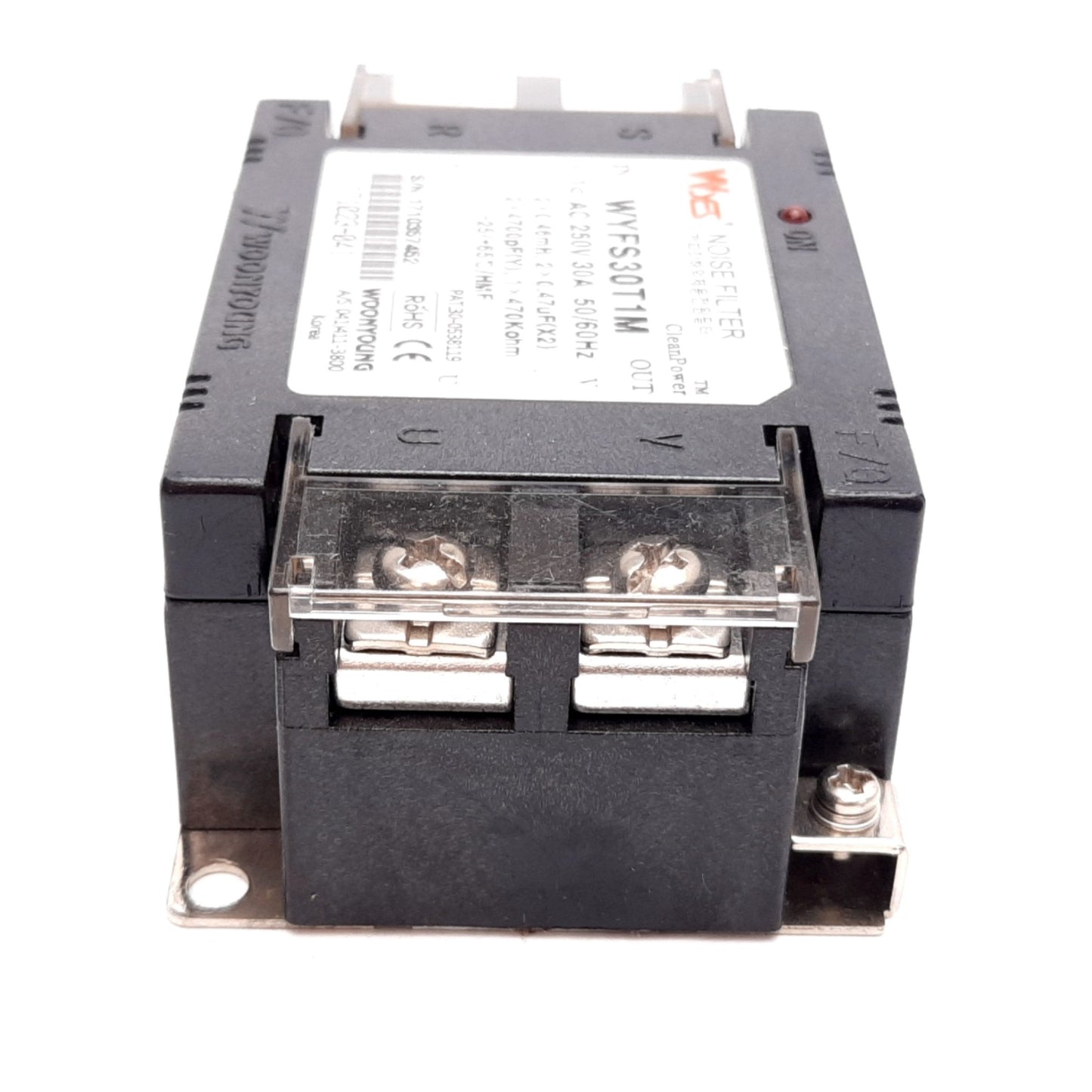 Used Woonyoung WYFS30T1M Wyes Noise Filter, Rating: 250VAC 30A 50/60Hz, 2x4700pF(Y)