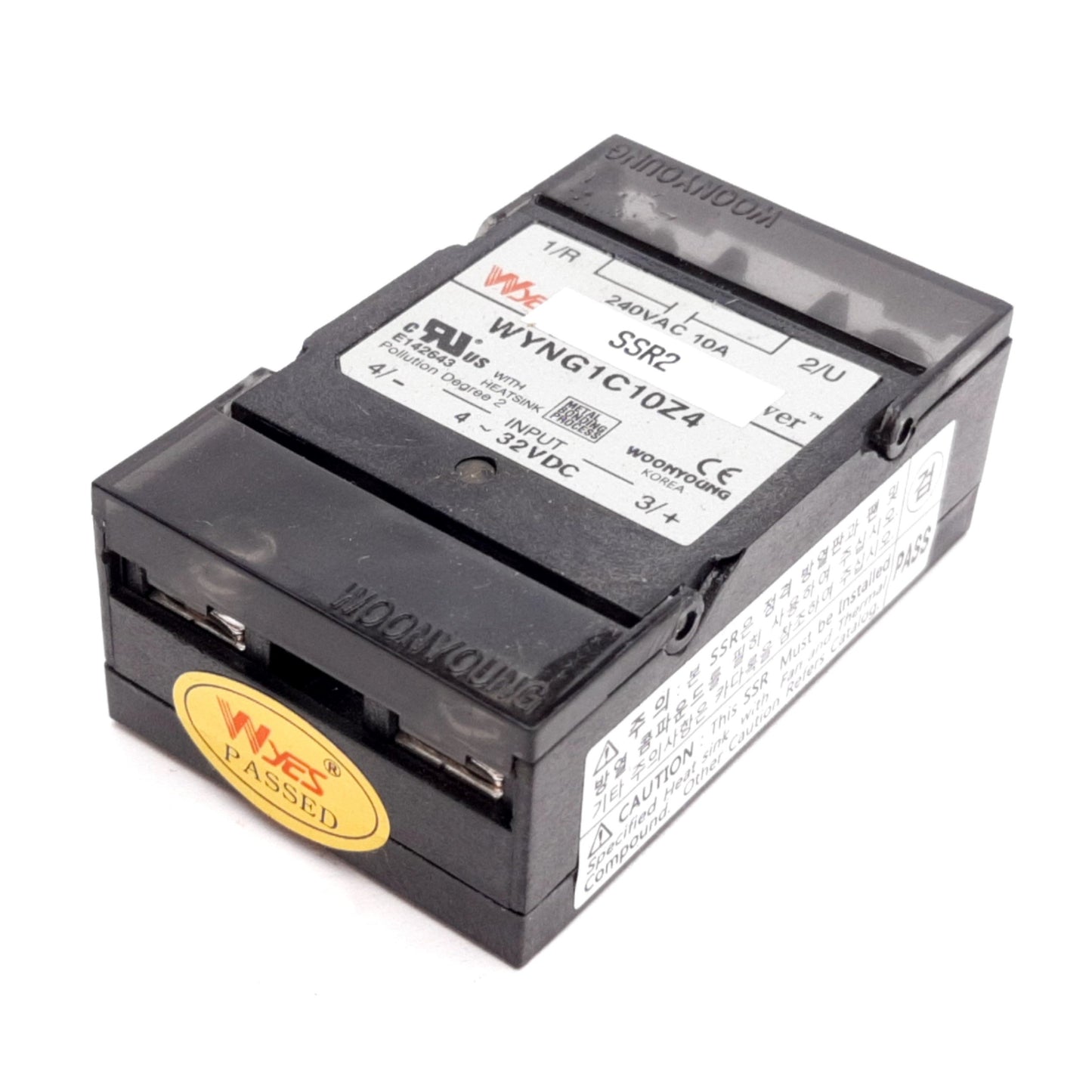 Used Woonyoung Wyes WYNG1C10Z4 Solid State Relay, Input: 4-32VDC, Contact: 240VAC 10A