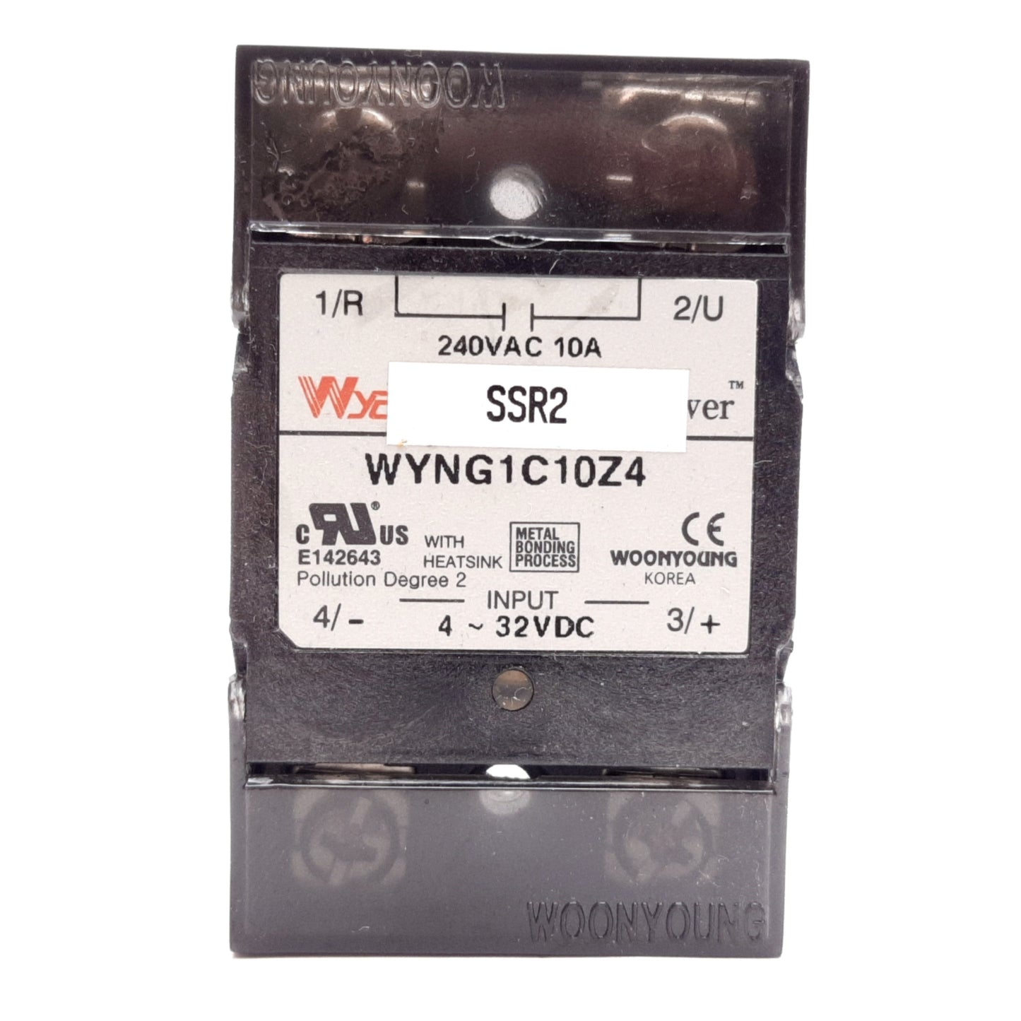 Used Woonyoung Wyes WYNG1C10Z4 Solid State Relay, Input: 4-32VDC, Contact: 240VAC 10A