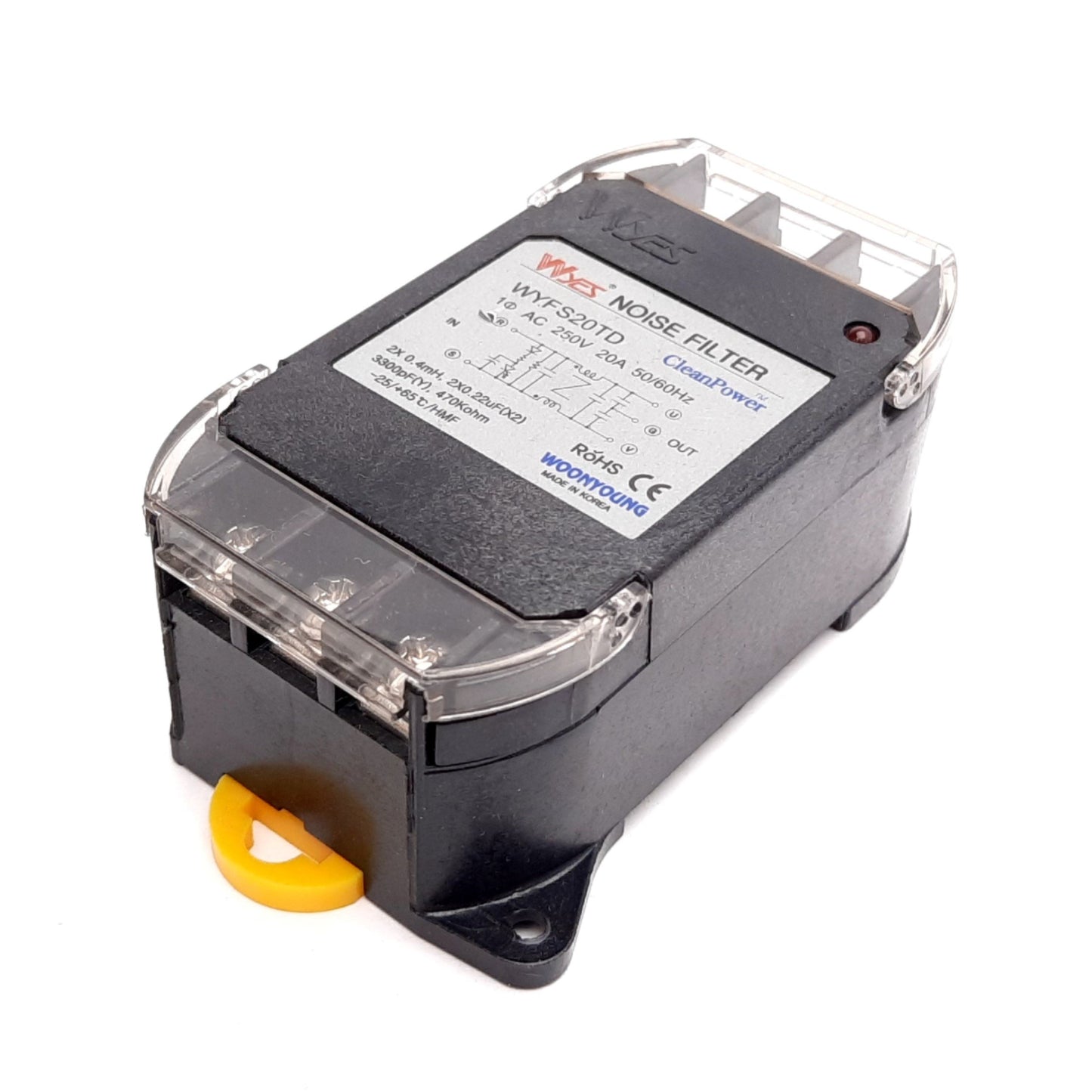 Used Woonyoung WYFS20TD Wyes Noise Filter, Rating: 250VAC 20A 50/60Hz, 3300pF(Y)