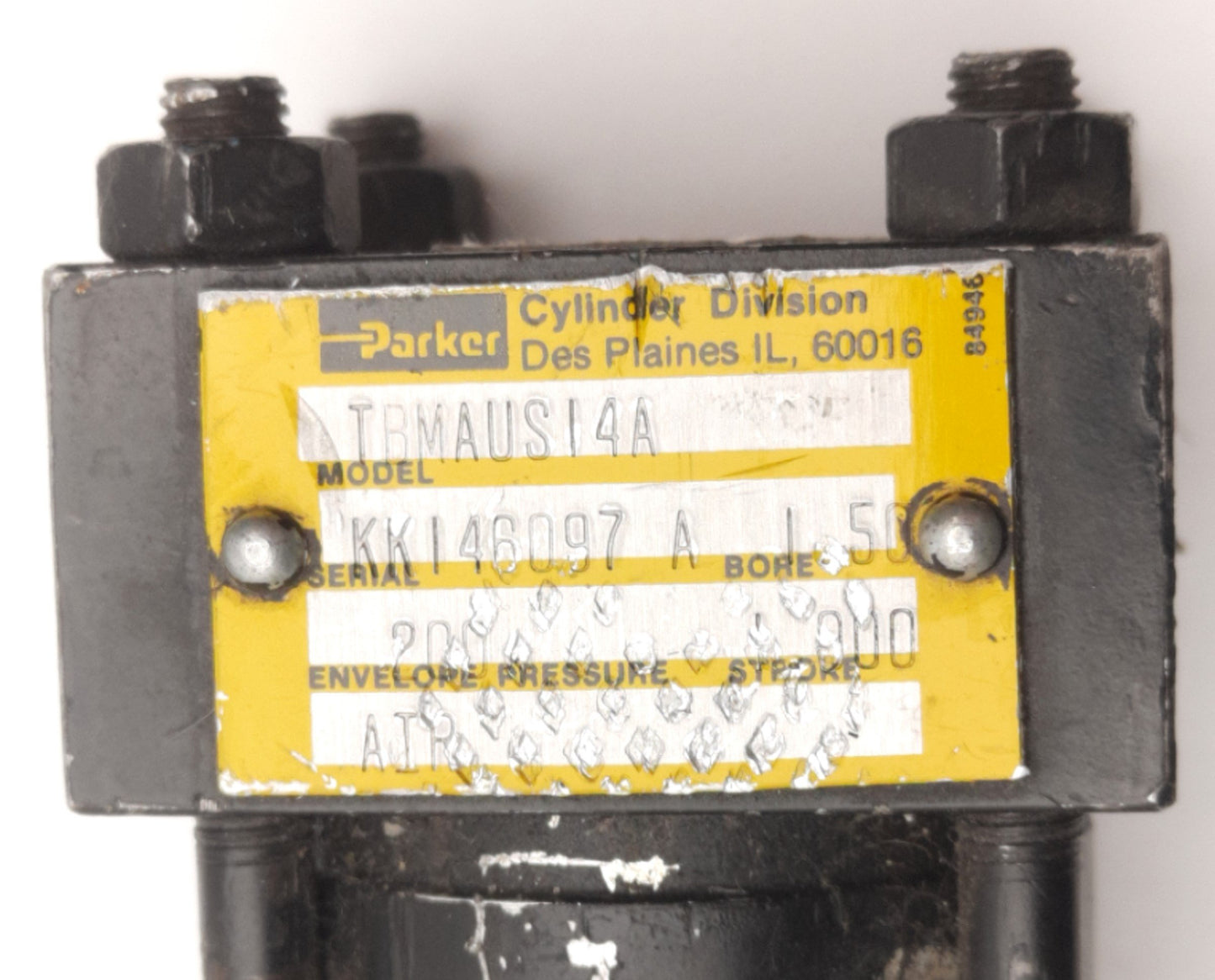 Used Parker TRMAUS14A Pneumatic Cylinder 1.5" Bore, 1" Stroke, 3/8" NPT, 200Psi