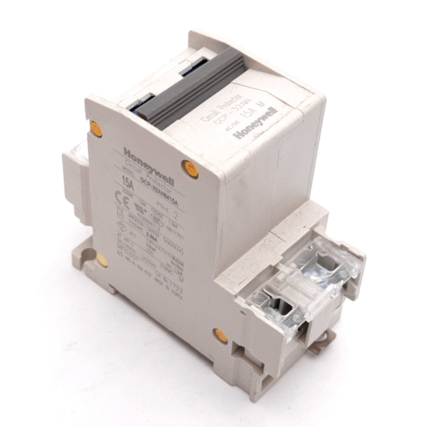 Used Honeywell GCP-32ANM15A Circuit Protector, 2-Pole, M-Curve, 15A 250VAC 120VDC