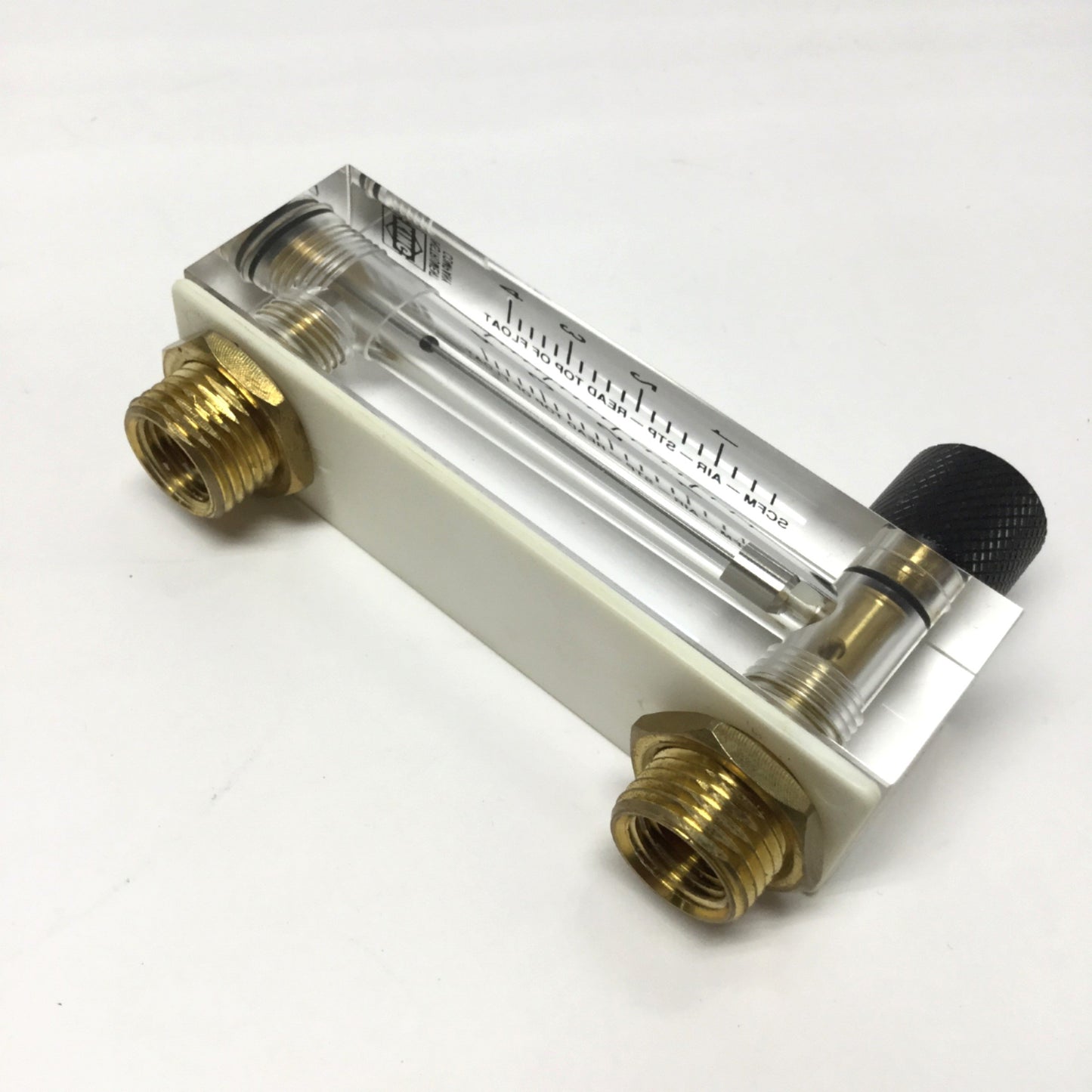 Used King Instrument 75301112C17 Acrylic Tube 2" Flowmeter w/Valve, 0-4SCFM, 1/4" NPT