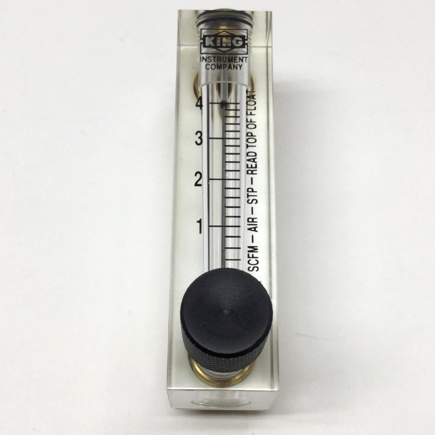 Used King Instrument 75301112C17 Acrylic Tube 2" Flowmeter w/Valve, 0-4SCFM, 1/4" NPT