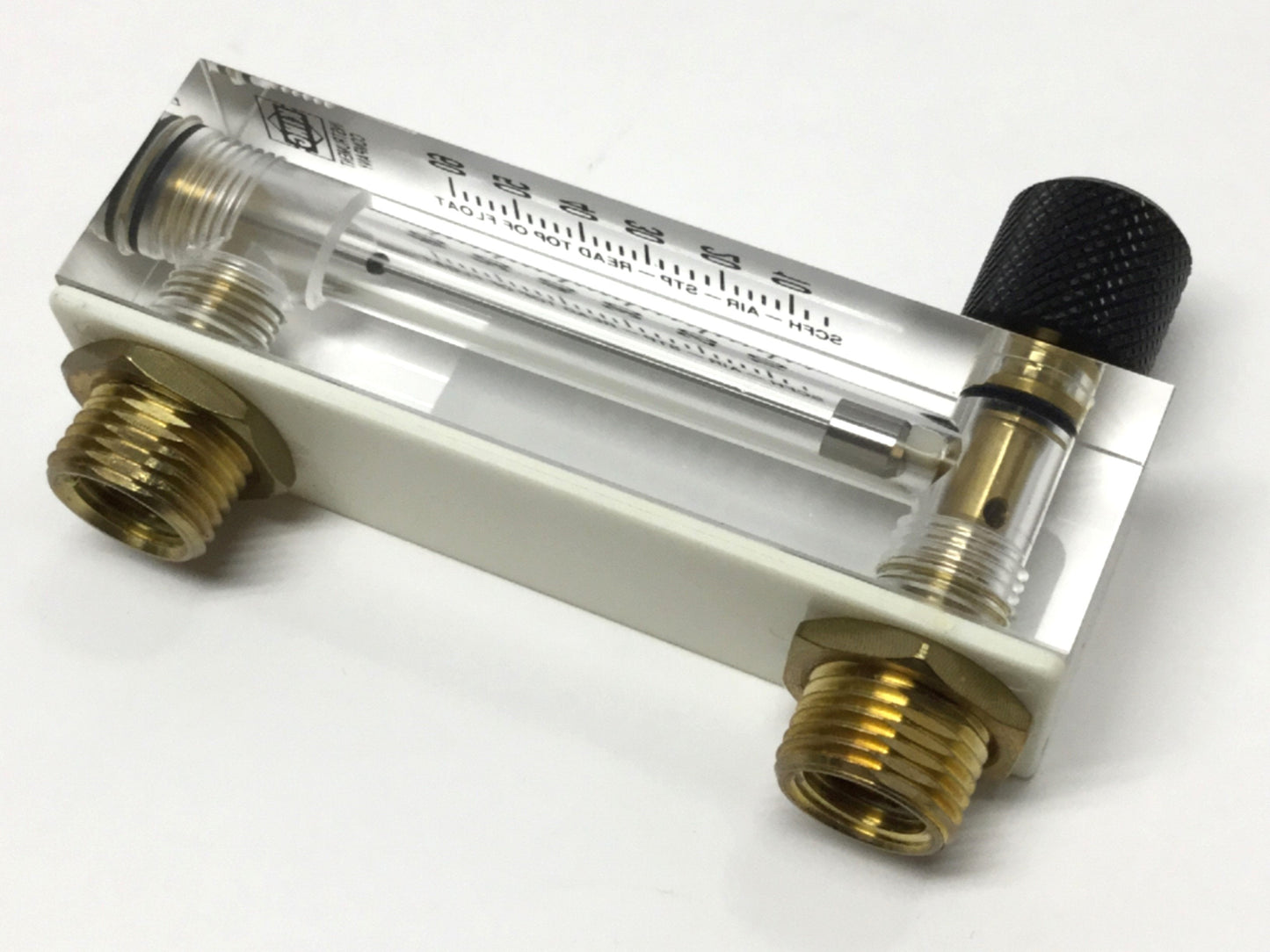 Used King Instrument 75301112C11 Acrylic Tube 2" Flowmeter w/Valve 0-60SCFH, 1/4" NPT
