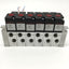 Used Bank of 6 Humphrey S410-39 Stacking Solenoid Valves 2-Pos, 4-Way, 24VDC Coil