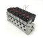 Used Bank of 6 Humphrey S410-39 Stacking Solenoid Valves 2-Pos, 4-Way, 24VDC Coil