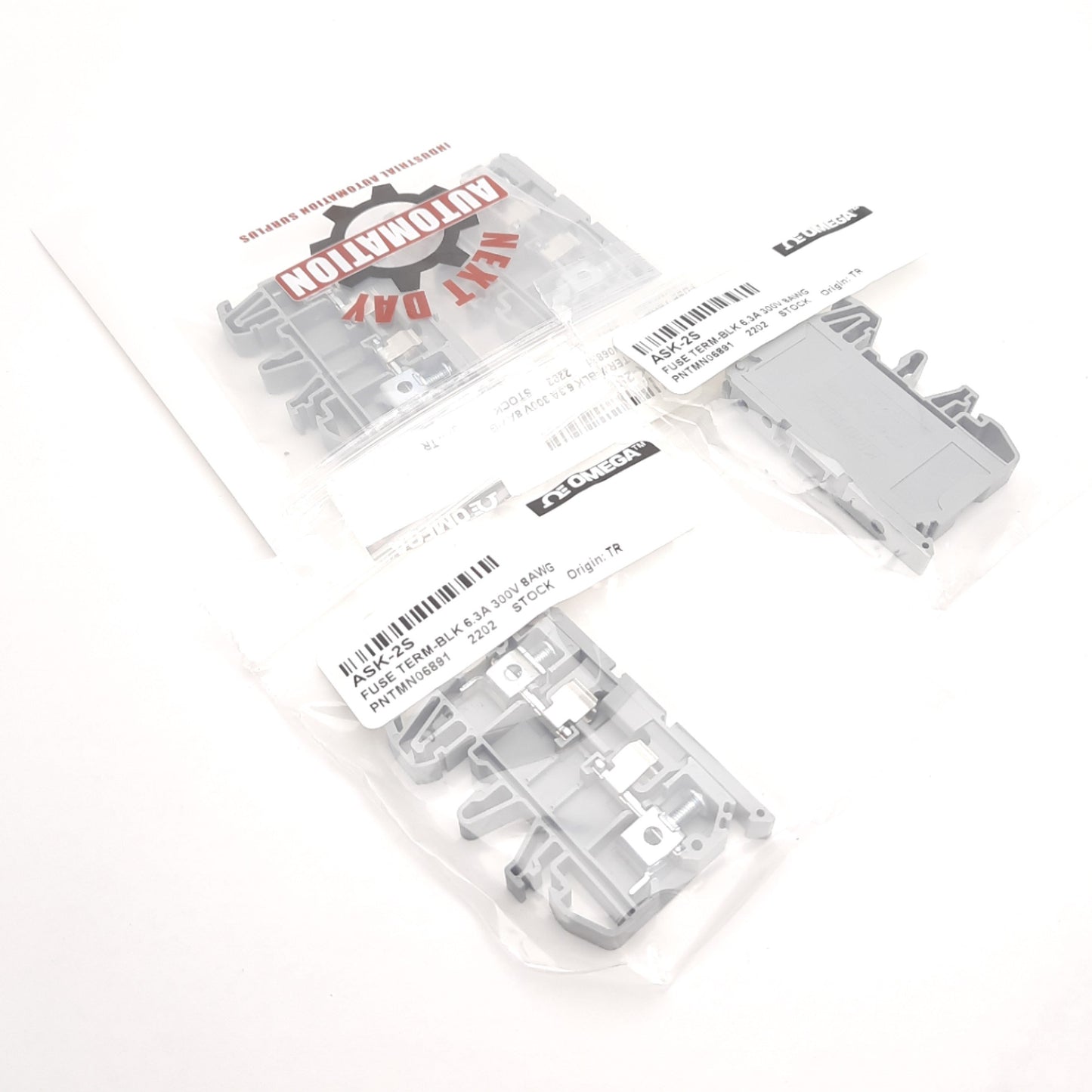 New Lot of 4 Omega Engineering ASK-2S Terminal Block Fuse Holders, 300V 6.3A