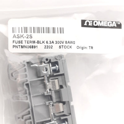 New Lot of 4 Omega Engineering ASK-2S Terminal Block Fuse Holders, 300V 6.3A