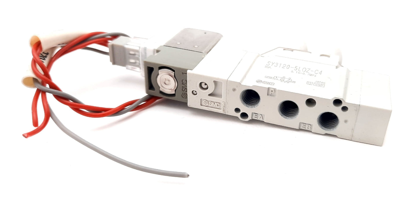 Used SMC SY3120-5LOZ-C4 Solenoid Valve, 2-Position 5-Port, 24VDC, 0.15-0.7MPa