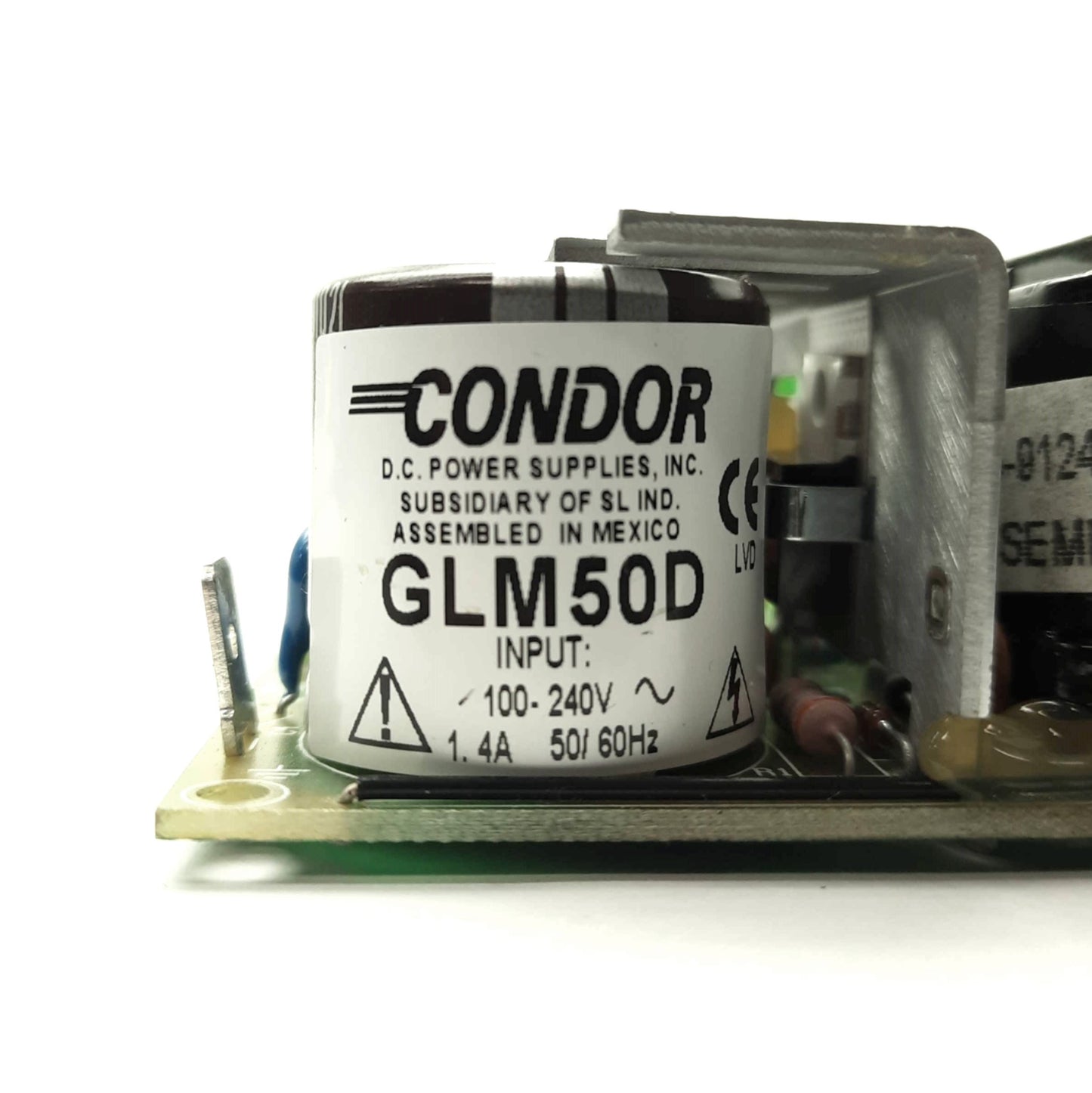 Used CONDOR GLM50D Power Supply, 50W 5VDC 4A 24VDC 1.5A -12VDC .2A Out, 100-240VAC In