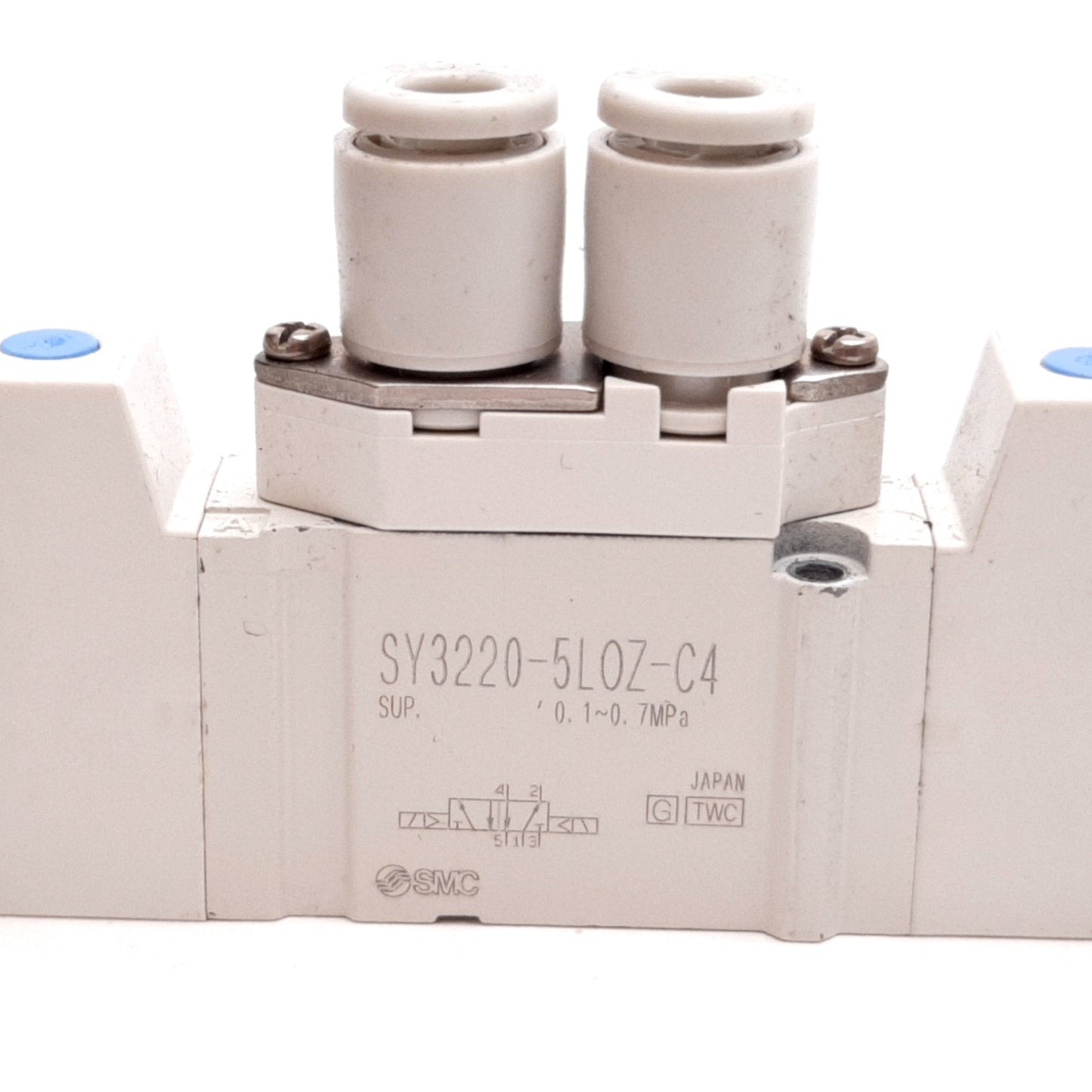 Used SMC SY3220-5LOZ-C4 Solenoid Valve, 2-Position 5-Port, 24VDC, 0.1-0.7MPa