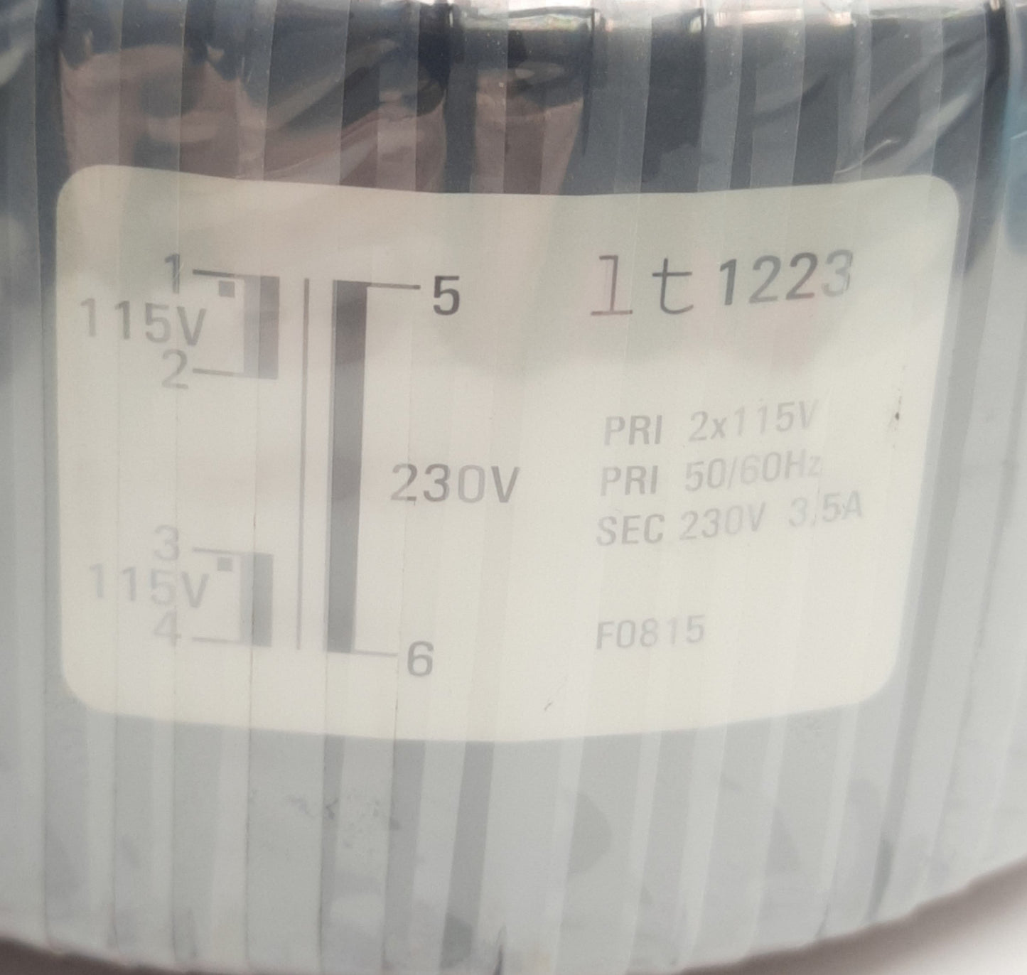 Used IT1223 Industrial Transformer, Two 115V AC 50/60HZ Primary, 230V 3.5A Secondary