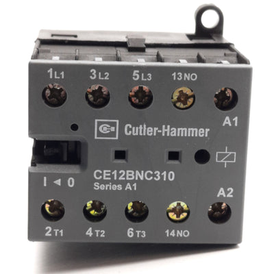 Used Cutler-Hammer CE12BNC310 IEC Contactor, 3-Poles, 24V DC Coil, 1NO, 12A 600V AC