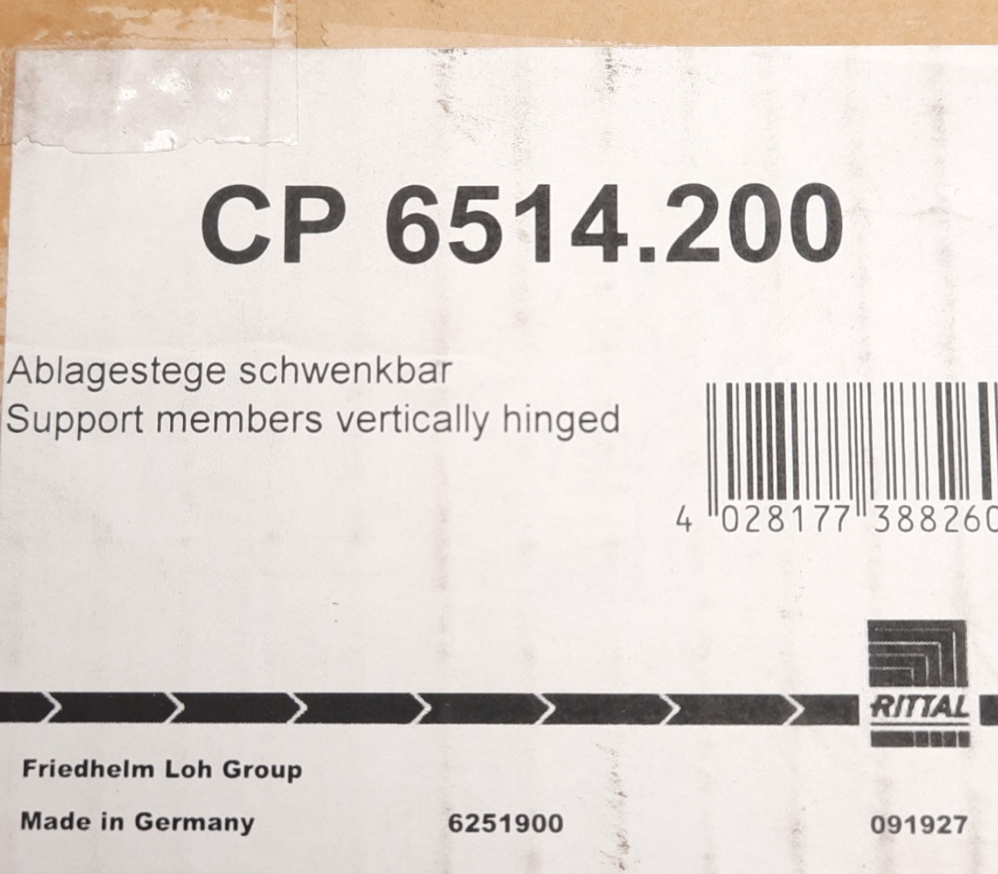 New – Open box Rittal CP6514.200 Mounting Accessory, Vertically Hinged Utility Bar