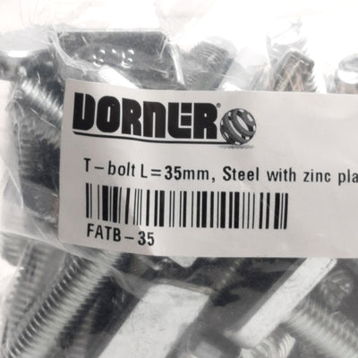 New Lot of 50 Dorner FATB-35 T-Bolts, Steel With Zinc Plated, 35mm Length, M8 Thread
