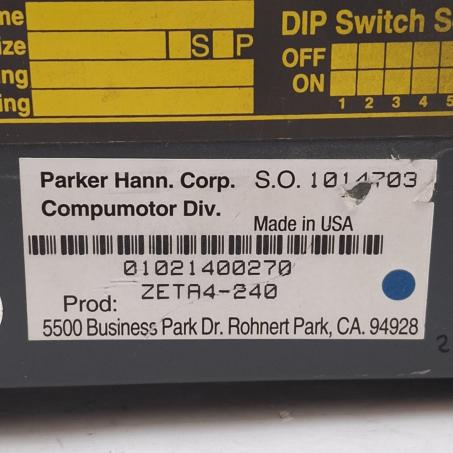Used Parker ZETA4-240 Stepper Drive, 4A Peak Output, 170/340VDC BUS, 120/240VAC