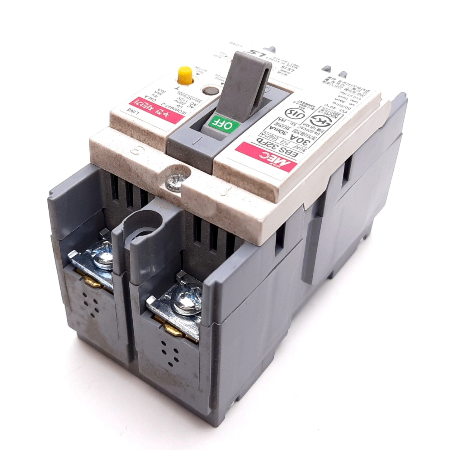 Used MEC EBS 32Fb Ground Leakage Circuit Breaker, 2-Pole, Rating: 30A 220VAC