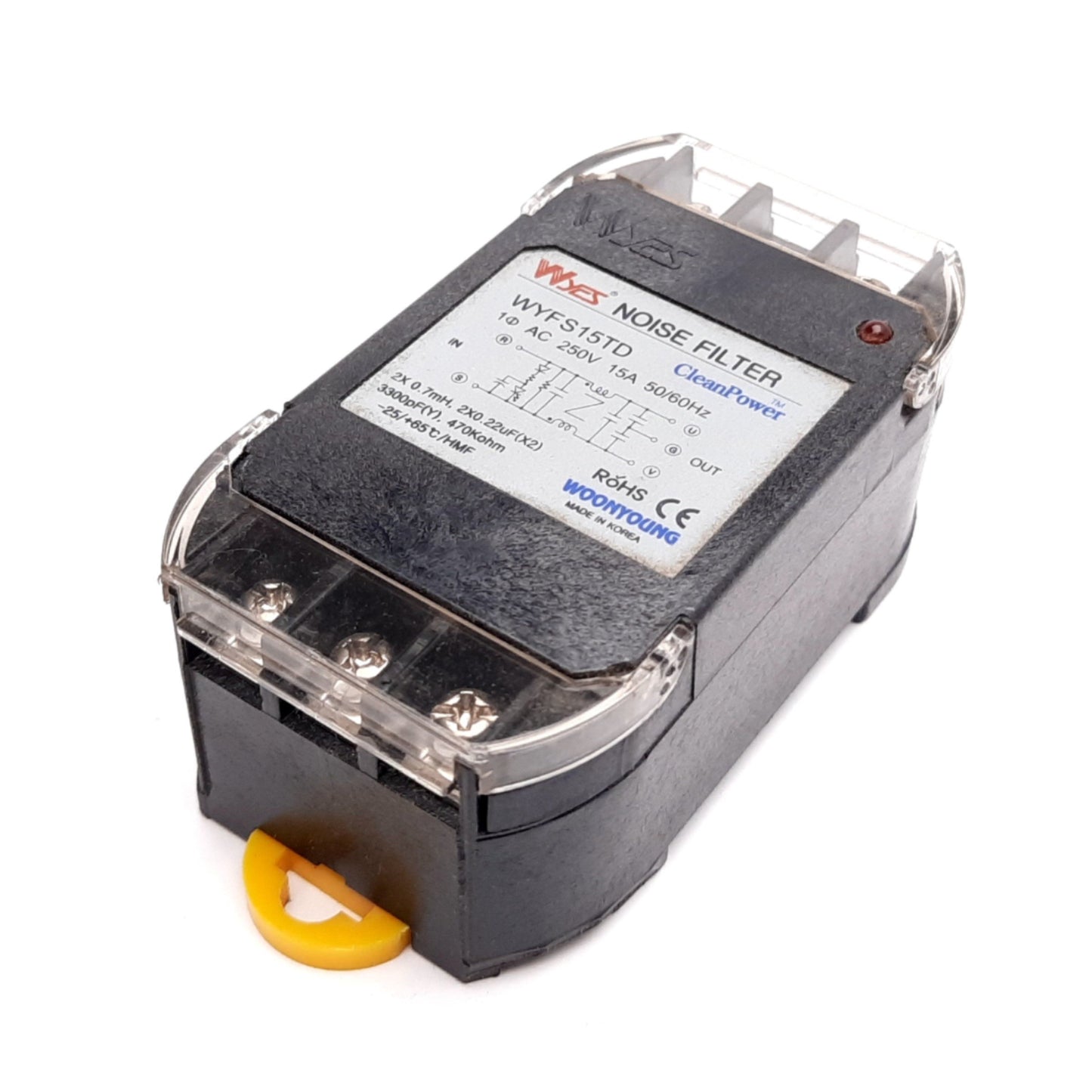 Used Woonyoung WYFS15TD Wyes Noise Filter, Rating: 250VAC 15A 50/60Hz, 3300pF(Y)