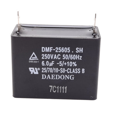 Used Daedong DMF-25605.SH Capacitor, Rating: 250VAC 50/60Hz 6.0µF