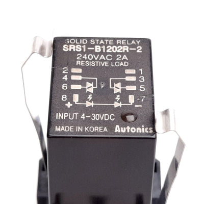 Used Autonics SRS1-B1202R-2 Relay, DPDT, Coil: 4-30VDC, Rating: 240VAC 2A, W/ Socket