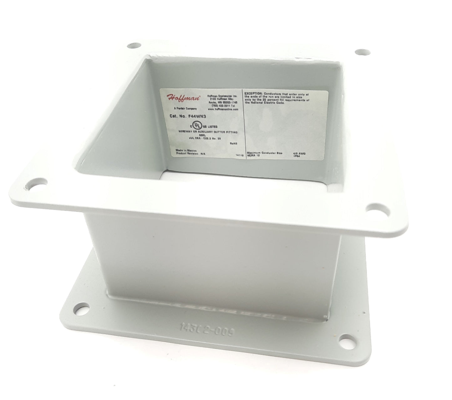 New Hoffman F44WN3 Wireway Nipple Steel Feed-Through Conduit, 4 x 4 x 3" NEMA 12