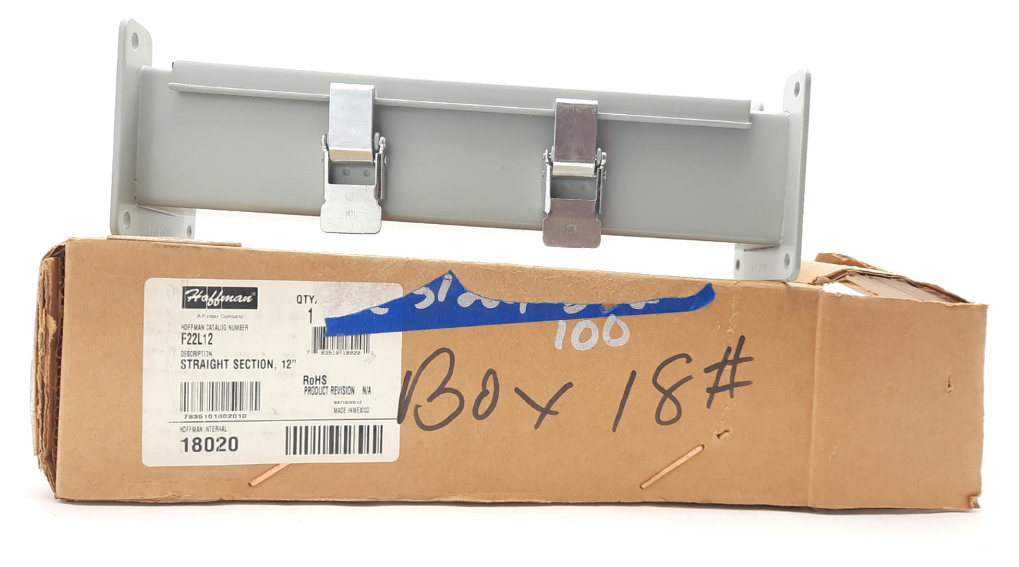 New Hoffman F22L12 Straight Section Lay in Hinged Cover Wireway 2.5 x 2.5"