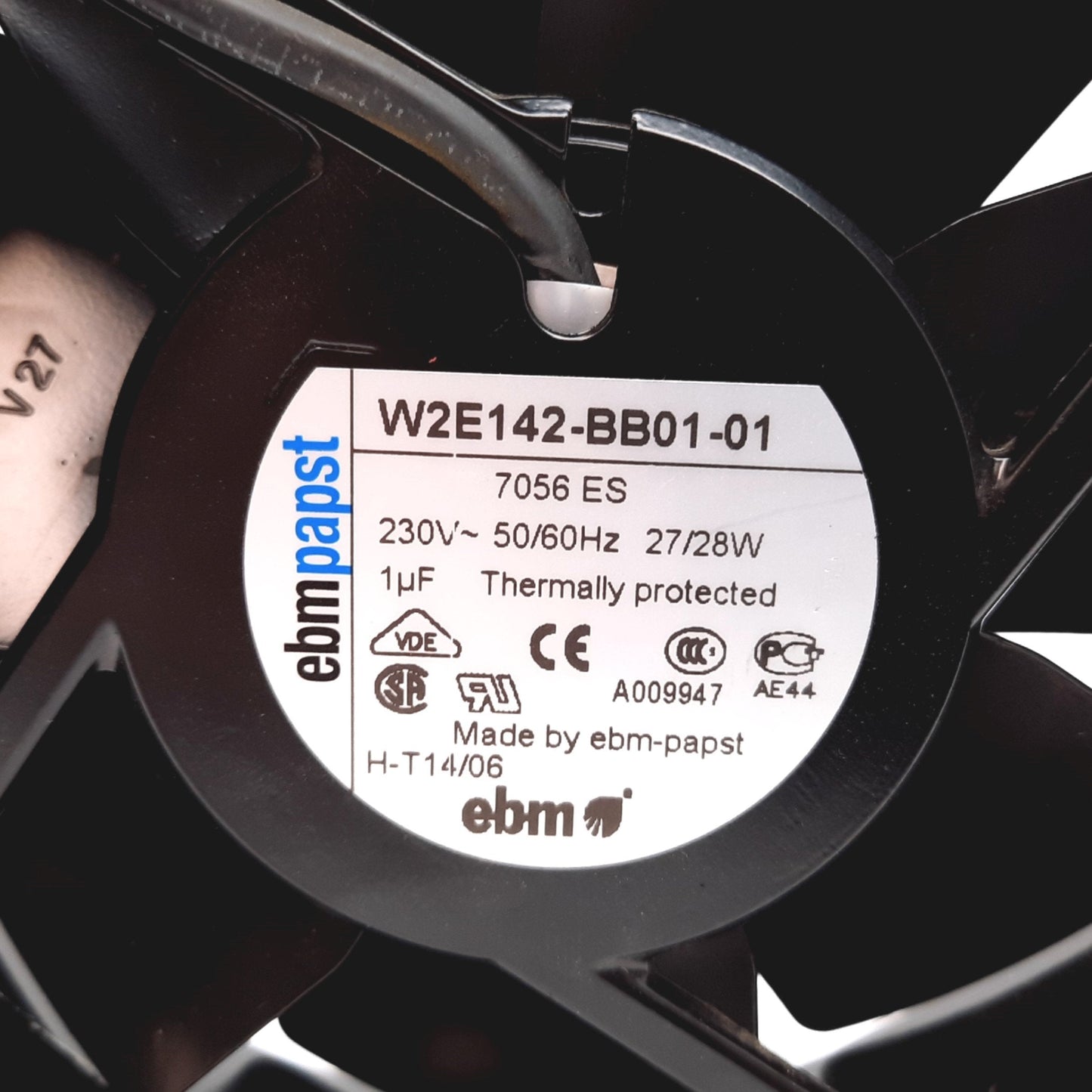 Used EBM Papst W2E142-BB01-01 AC Axial Fan, 230VAC, 230CFM, 3500RPM, 57dBA