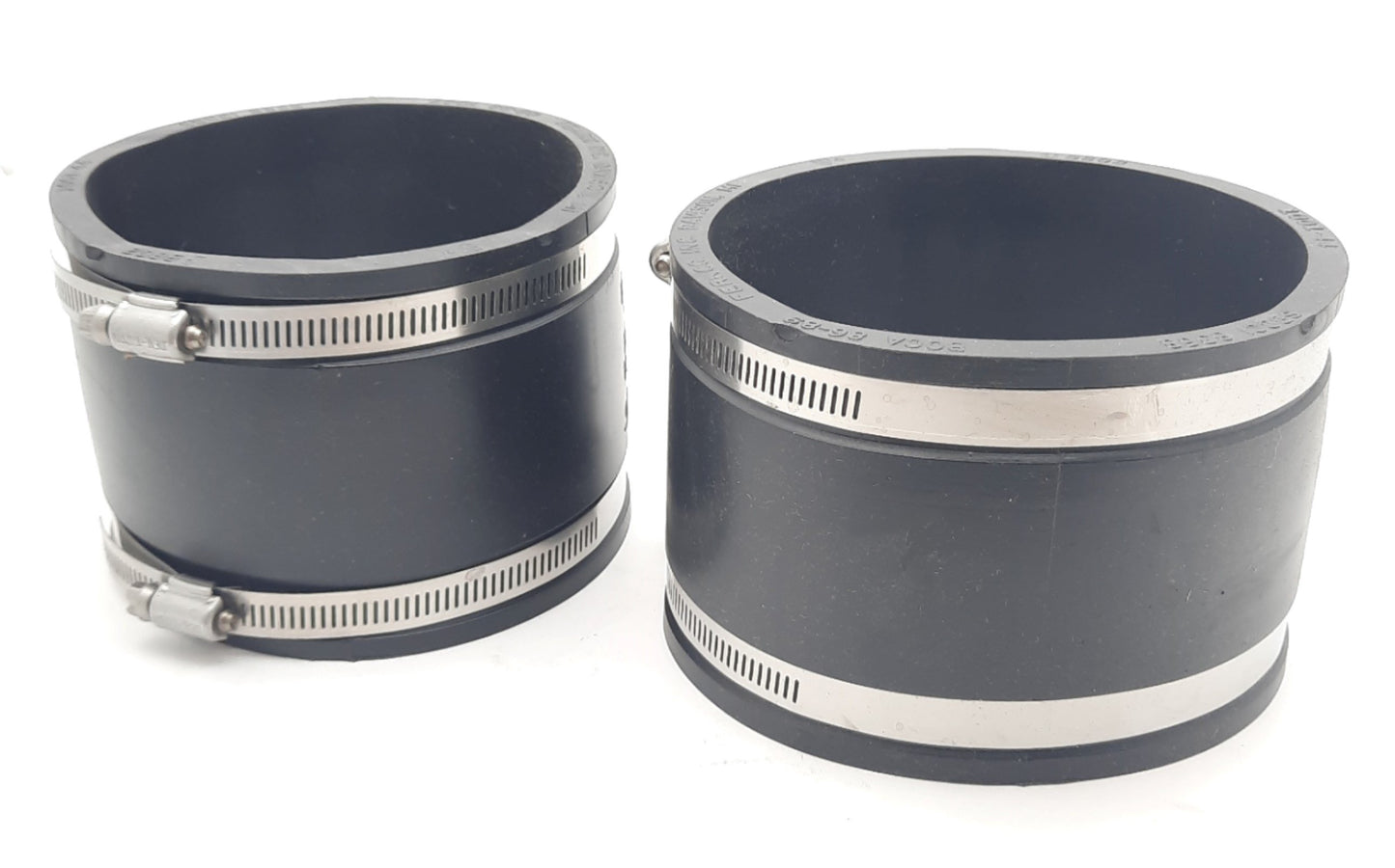 New Lot of 2 Fernco 1001-44 Flexible PVC Pipe Coupling 4" Clay to 4" Clay