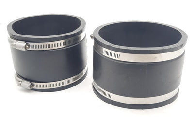 New Lot of 2 Fernco 1001-44 Flexible PVC Pipe Coupling 4" Clay to 4" Clay